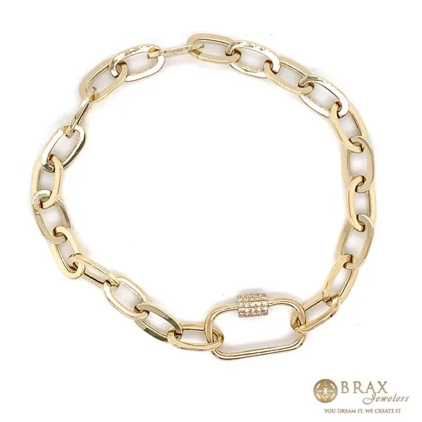 14K Yellow Gold Diamond Paper Clip Link Bracelet Brax Jewelers Newport Beach, CA