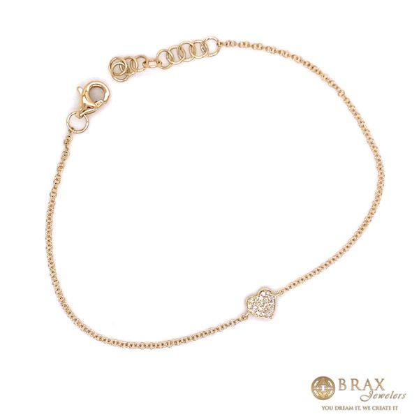 14K Yellow Gold Diamond Pave Heart Bracelet Image 2 Brax Jewelers Newport Beach, CA