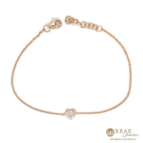 14K Yellow Gold Diamond Pave Heart Bracelet Brax Jewelers Newport Beach, CA