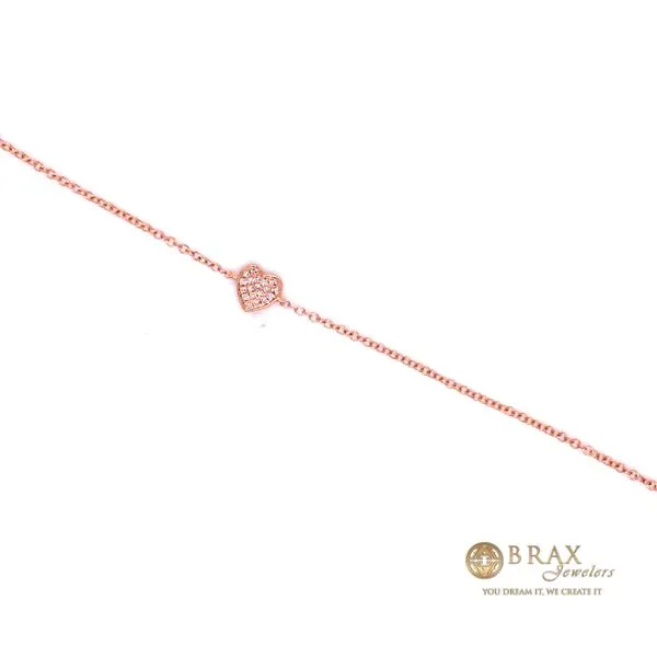 14 Karat Rose Gold Heart Bracelet with 0.04ctw Round Natural Diamonds, Style Number SC55002978 - Brax Jewelers Image 3 Brax Jewelers Newport Beach, CA