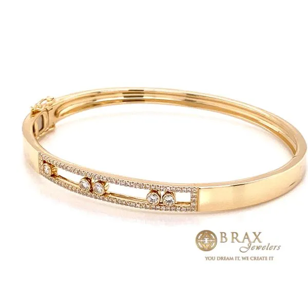 14 Karat Yellow Gold Slider Bangle with 0.42Tw Round Natural Diamonds, 15.90 Grams of Gold, - Brax Jewelers Image 3 Brax Jewelers Newport Beach, CA