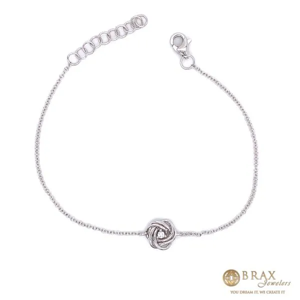 14 Karat White Gold Love Knot Bracelet with 0.03ctw Round Natural Diamonds, Style Number SC55021477 - Brax Jewelers Brax Jewelers Newport Beach, CA