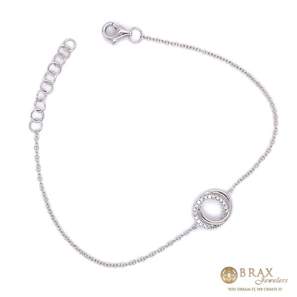 14K White Gold Diamond Love Knot Circle Bracelet Image 2 Brax Jewelers Newport Beach, CA