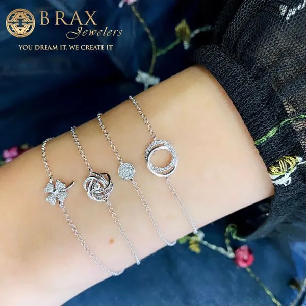 14K White Gold Diamond Love Knot Circle Bracelet Image 4 Brax Jewelers Newport Beach, CA