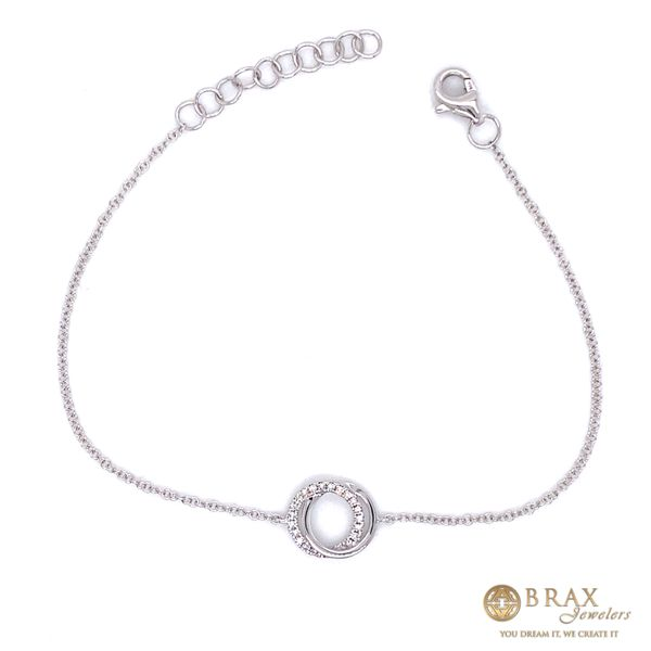 14K White Gold Diamond Love Knot Circle Bracelet Brax Jewelers Newport Beach, CA