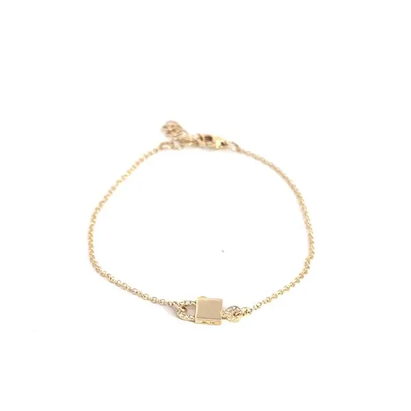 14 Karat Yellow Gold Lock & Key Bracelet with 0.04ctw Round Natural Diamonds, Style Number SC55012103 - Brax Jewelers Brax Jewelers Newport Beach, CA