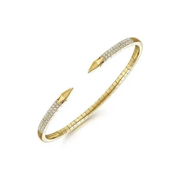 Lady's 14 Karat Yellow Gold Diamond Spear Bangle Bracelet With 0.47Tw Round Natural SI Diamonds Image 2 Brax Jewelers Newport Beach, CA