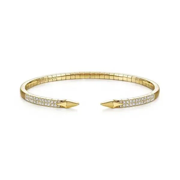 Lady's 14 Karat Yellow Gold Diamond Spear Bangle Bracelet With 0.47Tw Round Natural SI Diamonds Brax Jewelers Newport Beach, CA