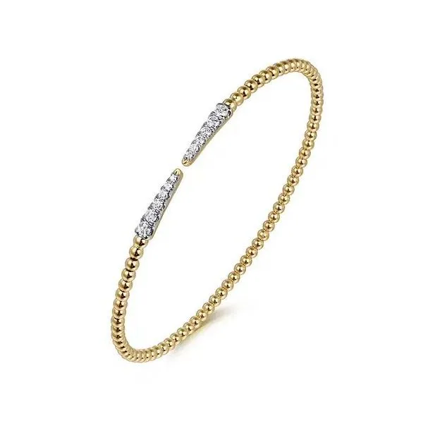 Lady's 14 Karat Yellow Gold Diamond Spikes Split Bangle Bracelet With 0.25Tw Round SI Diamonds Image 2 Brax Jewelers Newport Beach, CA