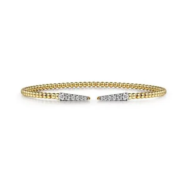 Lady's 14 Karat Yellow Gold Diamond Spikes Split Bangle Bracelet With 0.25Tw Round SI Diamonds Brax Jewelers Newport Beach, CA