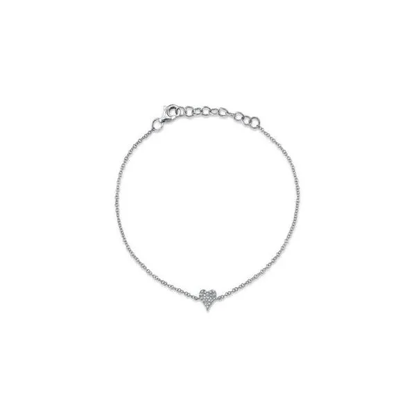Lady's White 14 Karat Pave Heart Bracelet With 0.05Tw Natural Round Diamonds Brax Jewelers Newport Beach, CA
