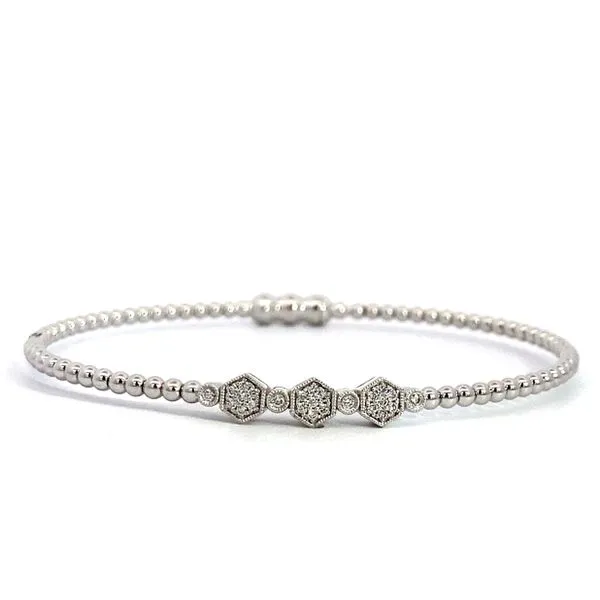 Lady's 14 Karat White Gold Diamond Bangle Bracelet With 0.13Tw Round Natural Diamonds - BG4117-62W45JJ.LOCK Brax Jewelers Brax Jewelers Newport Beach, CA