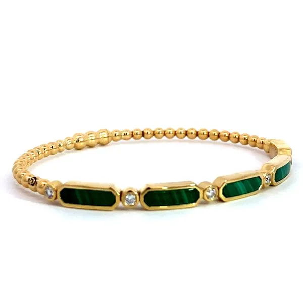 14K Yellow Gold Diamond and Malachite Bangle - BG4940-62Y45MA.LOCK Brax Jewelers Image 3 Brax Jewelers Newport Beach, CA