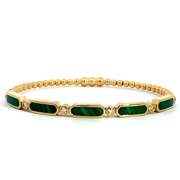 14K Yellow Gold Diamond and Malachite Bangle - BG4940-62Y45MA.LOCK Brax Jewelers Brax Jewelers Newport Beach, CA