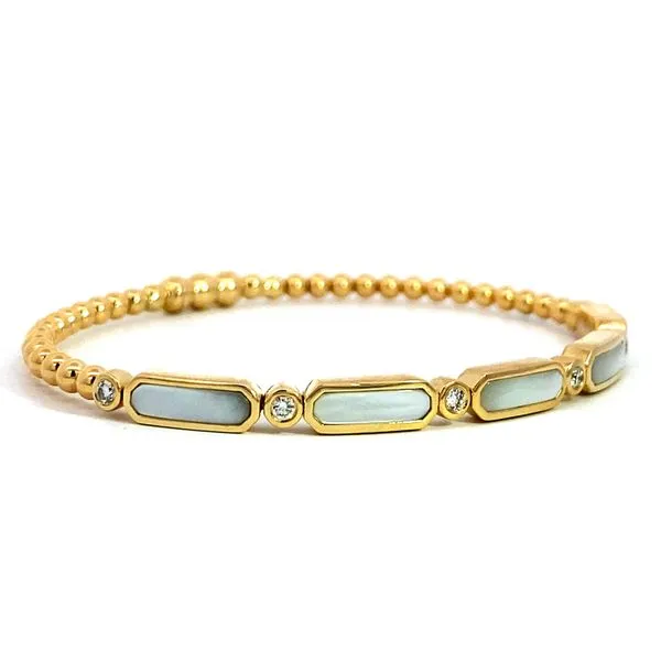 Lady's 14 Karat Yellow Gold Bracelet With 2.11Tw  Mother Of Pearls And Natural Round Diamonds Totaling 0.20Ct. Size 6.25 BG4940-62Y45WM.LOCK - Brax Je Image 3 Brax Jewelers Newport Beach, CA