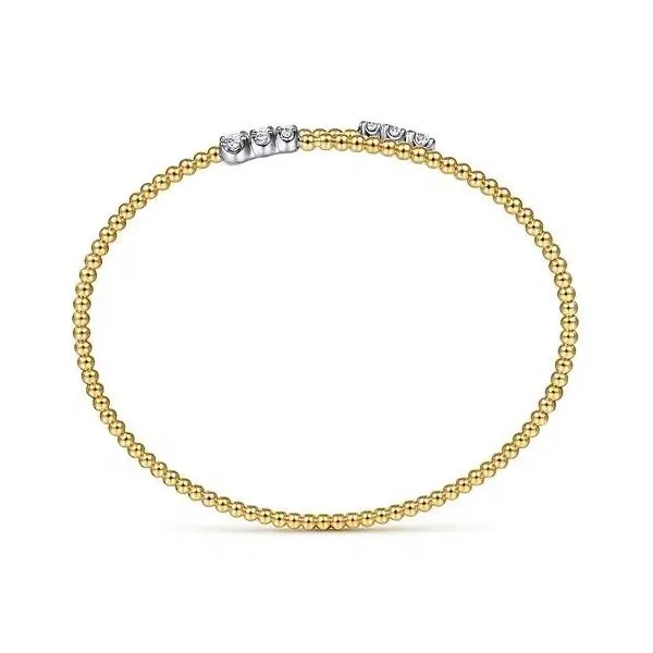 Lady's 14 Karat White And Yellow Gold Graduating Diamond Bypass Bangle Bracelet With 0.44Tw Round SI Natural Diamonds. BG4278-62M45JJ - Brax Jewelers Image 4 Brax Jewelers Newport Beach, CA