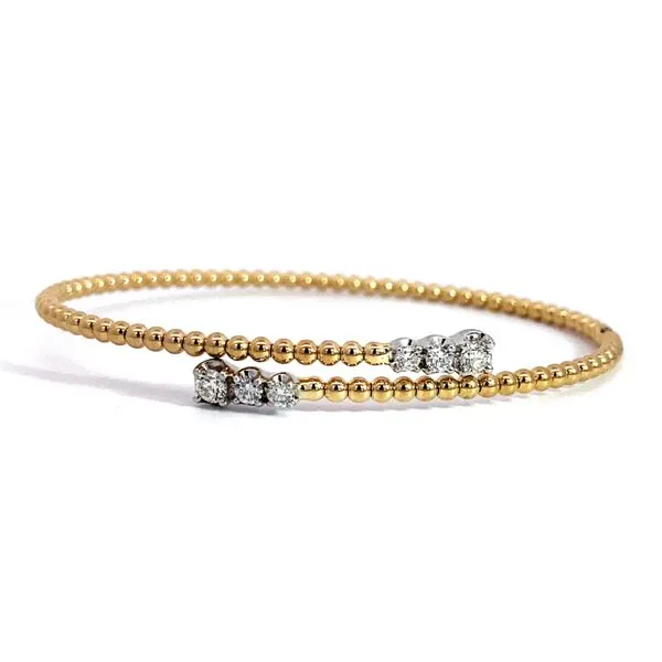 Lady's 14 Karat White And Yellow Gold Graduating Diamond Bypass Bangle Bracelet With 0.44Tw Round SI Natural Diamonds. BG4278-62M45JJ - Brax Jewelers Brax Jewelers Newport Beach, CA