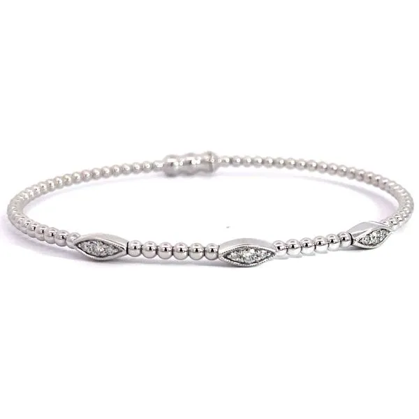 Lady's 14 Karat White Gold Bangle Bracelet With 0.16Tw Round SI Natural Diamonds. Size 6.5. BG4437-65W45JJ.LOCK - Brax Jewelers. Brax Jewelers Newport Beach, CA