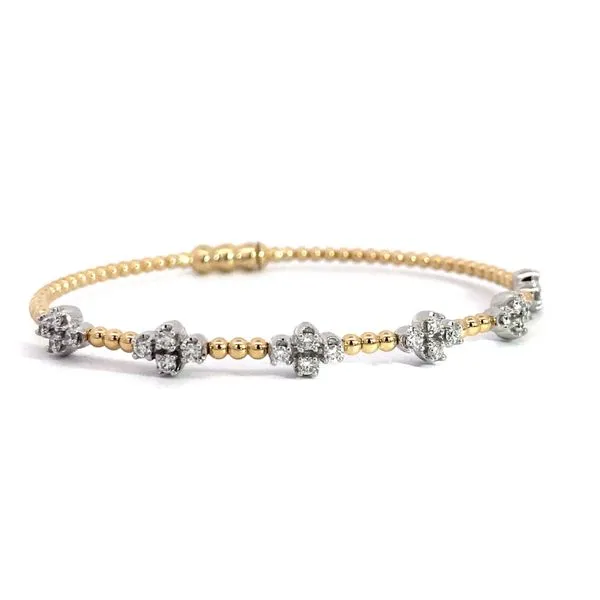 Lady's 14 Karat White and Yellow Gold Bangle Bracelet With 0.71Tw Round SI Natural Diamonds. Size 6.25.BG4782-62M45JJ.LOCK-Brax Jewelers. Image 3 Brax Jewelers Newport Beach, CA