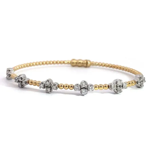 Lady's 14 Karat White and Yellow Gold Bangle Bracelet With 0.71Tw Round SI Natural Diamonds. Size 6.25.BG4782-62M45JJ.LOCK-Brax Jewelers. Image 4 Brax Jewelers Newport Beach, CA