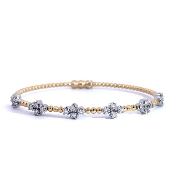 Lady's 14 Karat White and Yellow Gold Bangle Bracelet With 0.71Tw Round SI Natural Diamonds. Size 6.25.BG4782-62M45JJ.LOCK-Brax Jewelers. Brax Jewelers Newport Beach, CA
