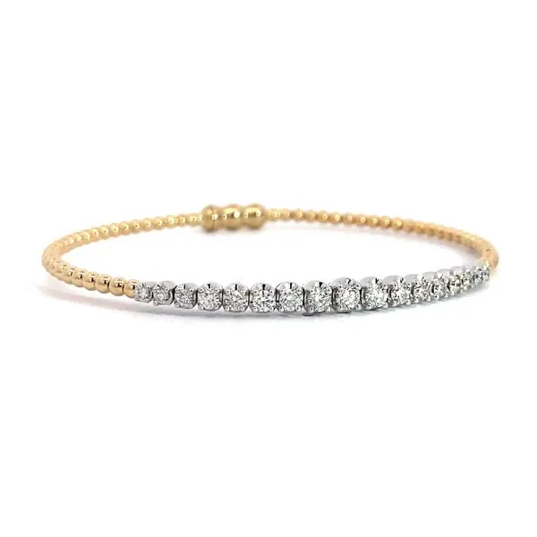 Lady's 14 Karat Two-Tone White and Yellow Gold Bangle With 0.76Tw Round SI Natural Diamonds. Size 6.25. Style #BG4896-62M45JJ.LOCK. Brax Jewelers. Image 2 Brax Jewelers Newport Beach, CA