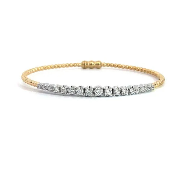 Lady's 14 Karat Two-Tone White and Yellow Gold Bangle With 0.76Tw Round SI Natural Diamonds. Size 6.25. Style #BG4896-62M45JJ.LOCK. Brax Jewelers. Brax Jewelers Newport Beach, CA