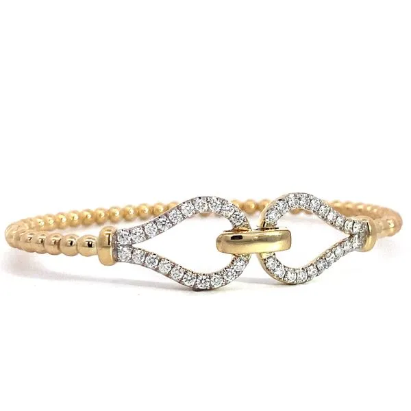 Lady's 14 Karat Yellow Gold Beads And Diamonds Split Bangle Bracelet With 0.72Tw Round SI Diamonds. Size 6.25. BG5051-62Y45JJ - Brax Jewelers Image 3 Brax Jewelers Newport Beach, CA