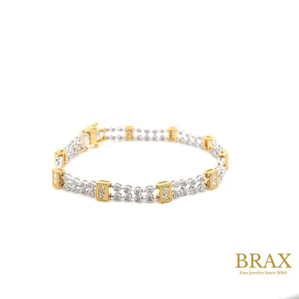 18 Karat Two-Tone Gold Bracelet With 0.85Tw Round Diamonds and 1.22Tw Princess Diamonds - Brax Jewelers Image 2 Brax Jewelers Newport Beach, CA