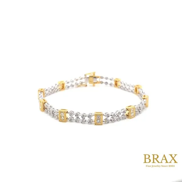 18 Karat Two-Tone Gold Bracelet With 0.85Tw Round Diamonds and 1.22Tw Princess Diamonds - Brax Jewelers Brax Jewelers Newport Beach, CA
