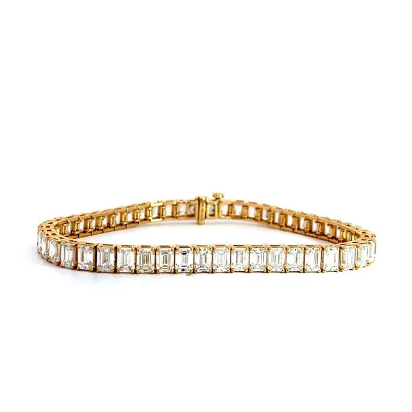 Lady's 14K Yellow Gold 15.00Tw Emerald Tennis Lab Grown Diamond Bracelet Brax Jewelers Newport Beach, CA