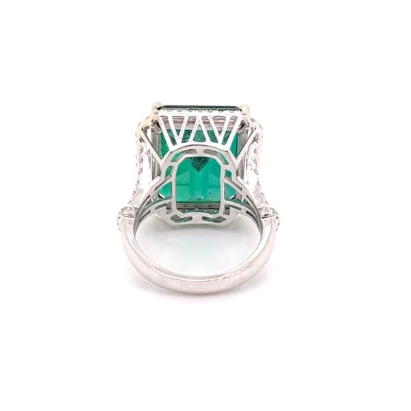 14K Emerald Cut Halo with Green Emerald Fashion Ring Image 4 Brax Jewelers Newport Beach, CA