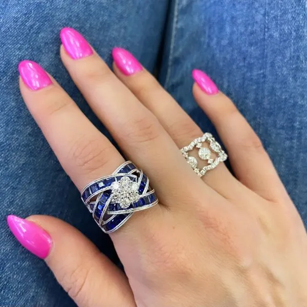 18 Karat White Gold Sapphire and Diamond Fashion Ring Image 4 Brax Jewelers Newport Beach, CA