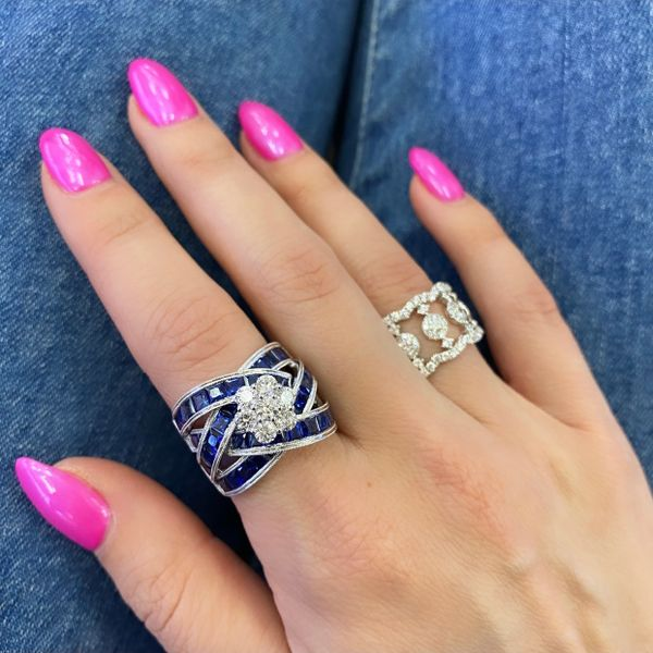 18 Karat White Gold Sapphire and Diamond Fashion Ring Image 4 Brax Jewelers Newport Beach, CA