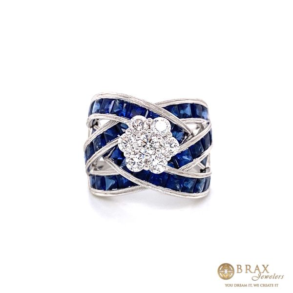 18 Karat White Gold Sapphire and Diamond Fashion Ring Brax Jewelers Newport Beach, CA