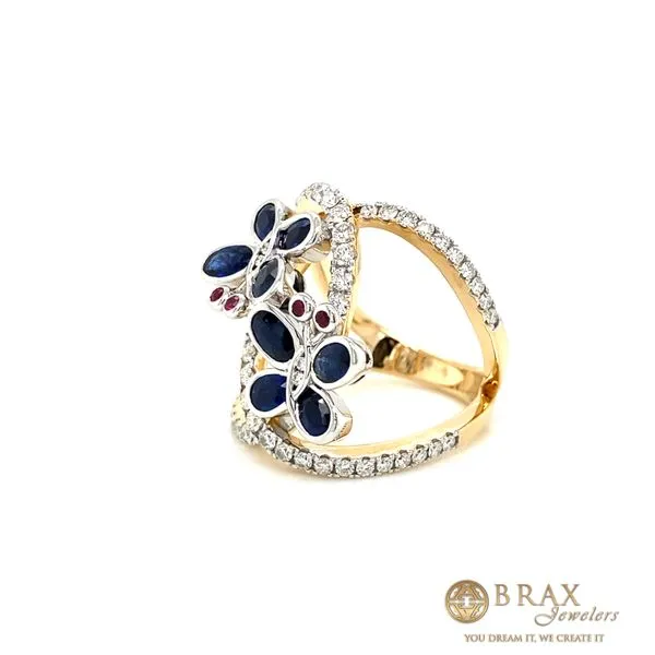 Yellow Gold Sapphire and Ruby Fashion Ring Image 2 Brax Jewelers Newport Beach, CA
