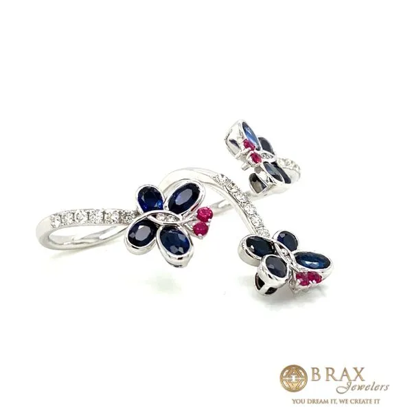 Sapphire and Ruby Butterfly Ring Image 2 Brax Jewelers Newport Beach, CA