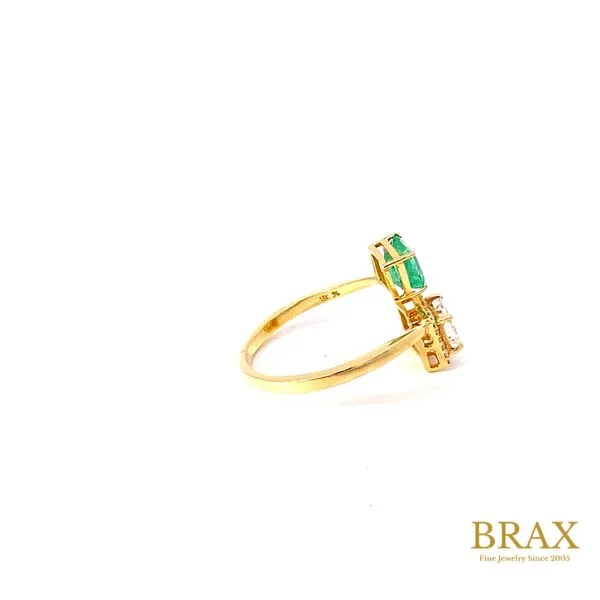 18 Karat Yellow Gold Fashion Ring With 1=0.68Tw Emerald Cut Green Emerald and 0.54Tw Various Shape Diamonds-Brax Jewelers Image 2 Brax Jewelers Newport Beach, CA
