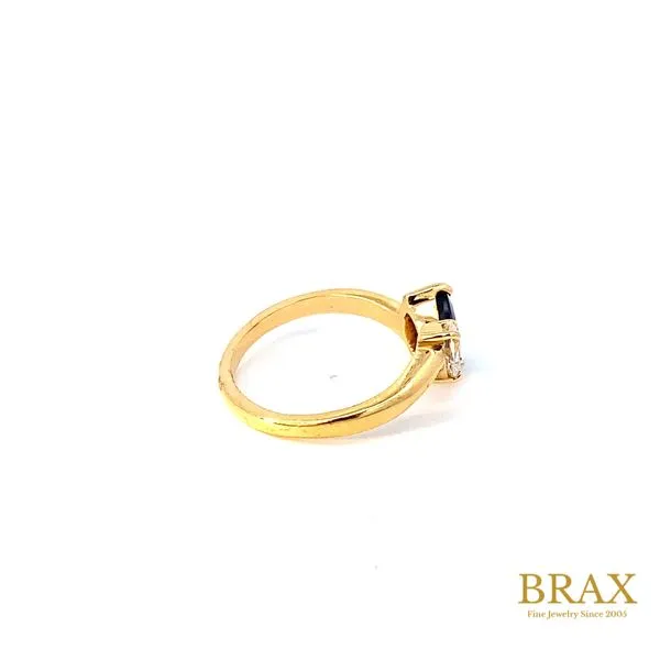 18 Karat Yellow Gold Fashion Ring With 1.25Tw Princess Blue Sapphires and 0.33Tw Pear Diamond-Brax Jewelers Image 2 Brax Jewelers Newport Beach, CA