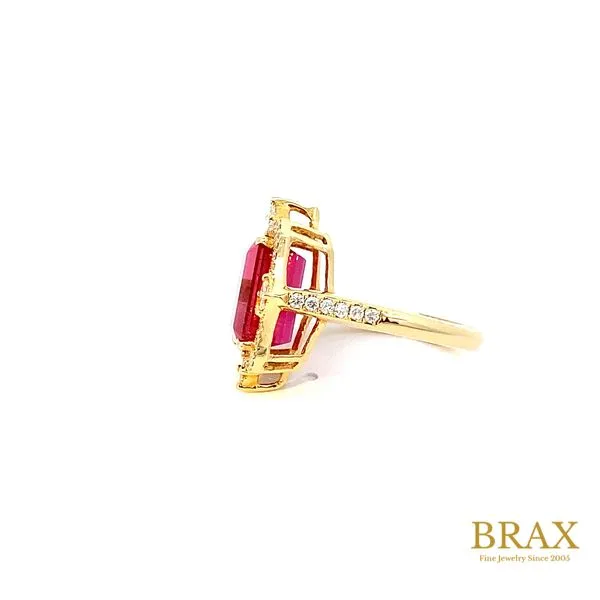 18 Karat Yellow Gold Fashion Ring With 5.30Tw Emerald Cut Rubellites and 0.63Tw Various Shape Diamonds-Brax Jewelers Image 2 Brax Jewelers Newport Beach, CA
