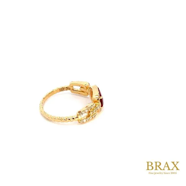 18 Karat Yellow Gold Fashion Ring With 1=0.62Tw Emerald Cut Rubellite and 0.31Tw Round Diamonds-Brax Jewelers Image 2 Brax Jewelers Newport Beach, CA