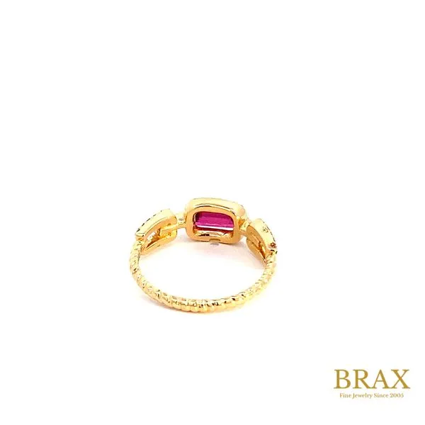 18 Karat Yellow Gold Fashion Ring With 1=0.62Tw Emerald Cut Rubellite and 0.31Tw Round Diamonds-Brax Jewelers Image 4 Brax Jewelers Newport Beach, CA