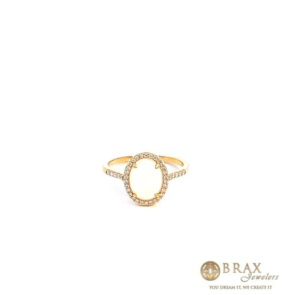 18 Karat Yellow Gold Fashion Ring With 1=1.15Tw Oval Opals and 0.19Tw Round Diamonds-Brax Jewlers Brax Jewelers Newport Beach, CA