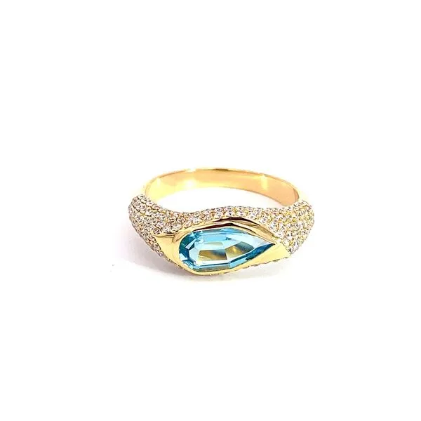 18 Karat Yellow Gold Fashion Ring With 1.44Tw Fantasy Cut Blue Topaz and 0.85Tw Round Diamonds-Brax Jewelers Brax Jewelers Newport Beach, CA