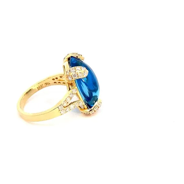 18 Karat Yellow Gold Fashion Ring With 1=16.83Tw Fantasy Cut Cabajan Blue Topaz and 0.87Tw Round Diamonds-Brax Jewelers Image 2 Brax Jewelers Newport Beach, CA