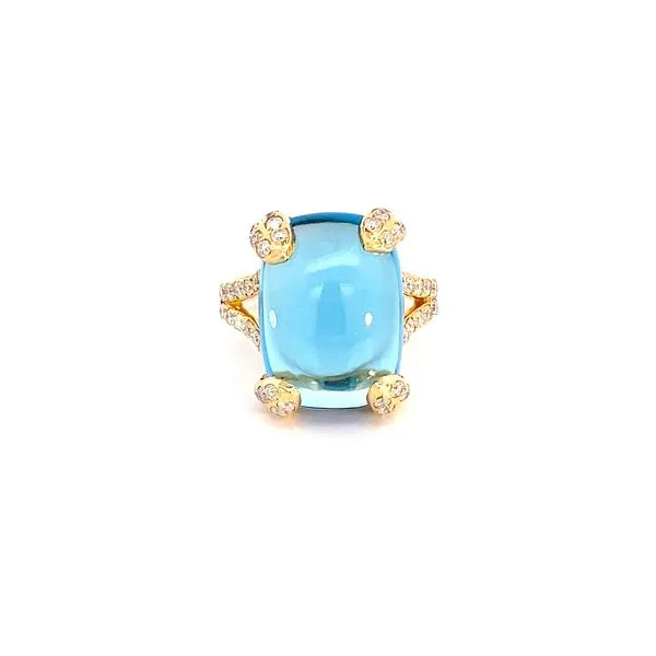18 Karat Yellow Gold Fashion Ring With 1=16.83Tw Fantasy Cut Cabajan Blue Topaz and 0.87Tw Round Diamonds-Brax Jewelers Brax Jewelers Newport Beach, CA