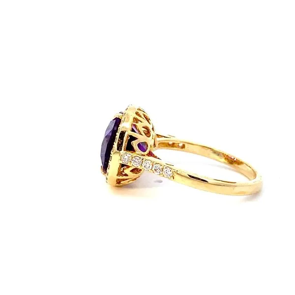 18 Karat Yellow Gold Fashion Ring With 1=4.77Tw Heart Amethyst and 0.40Tw Round Diamonds-Brax Jewelers Image 2 Brax Jewelers Newport Beach, CA