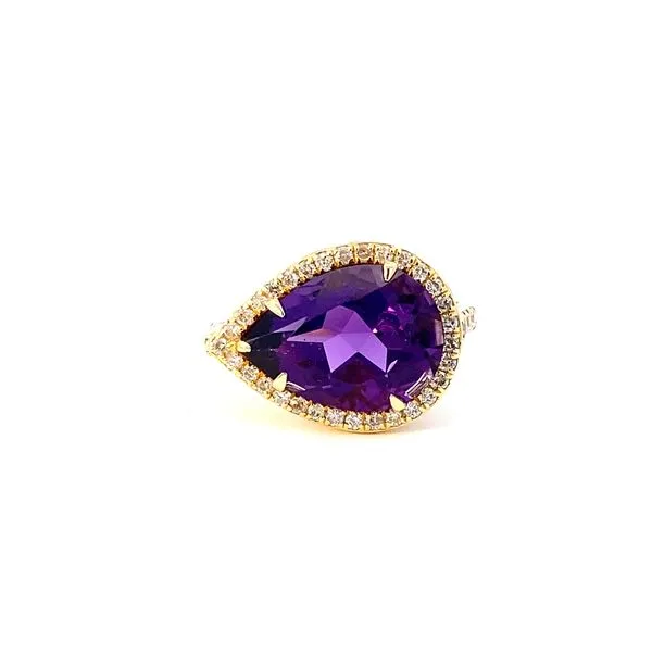 18 Karat Yellow Gold Fashion Ring With 1=4.77Tw Heart Amethyst and 0.40Tw Round Diamonds-Brax Jewelers Brax Jewelers Newport Beach, CA