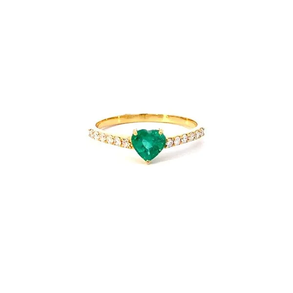 18 Karat Yellow Gold Fashion Ring With 1=0.52Tw Heart Emerald and 0.21Tw Round Diamonds-Brax Jewlers Brax Jewelers Newport Beach, CA