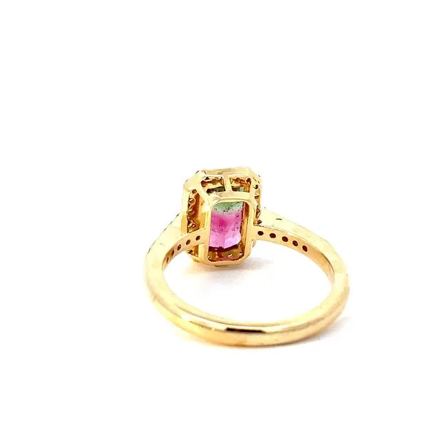 18 Karat Yellow Gold Fashion Ring With 1=1.82Tw Emerald Cut Tourmaline and 0.32Tw Round Diamonds-Brax Jewelers Image 3 Brax Jewelers Newport Beach, CA